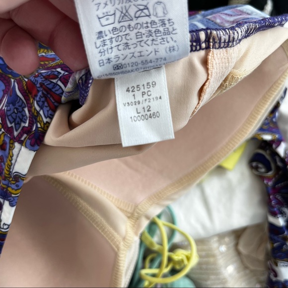 LANDS' END Convertible Wild Grape Paisley Halter Slender Swimsuit - Picture 8 of 9